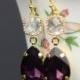 Gold blush purple Eggplant Earrings Gold Purple Earrings Bridesmaid Earrings Wedding Earrings Wedding Jewelry Plum Bridesmaid Jewelry gift