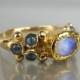 Solid Gold Ring, Moonstone Ring, Alternative Engagement Ring, Moonstone Labradorite Caterina Ring, Wedding Ring, Gemstone Ring, Fall SALE