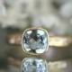 Genuine Aquamarine 14K Yellow Gold Ring, Gemstone RIng, Cushion Shape Ring, Eco Friendly, Engagement Ring, Stacking Ring - Made To Order