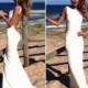 Simple Backless Mermaid Chiffon Crew Neck Beach Wedding Dress Bridal Gown Custom