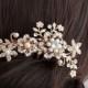 Flower Wedding Comb Rose Gold Bridal Hair Accessory Swarovski Crystal Leaves and Flower Bridal Comb SABINE COMB