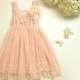 Vintage Pink Lace Girls Dress Flower Girl Bridesmaid Dress Rustic Country Wedding Party Dress