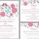 DIY Wedding Invitation Template Set Editable Word File Instant Download Printable Colorful Bird Wedding Invitation Coral Floral Invitation