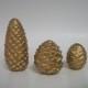 Ceramic Pine Cones, Set of 3, in Gold, Silver or Copper, Metallic Pine Cones Wedding Cake Toppers, Home or Garden Decor, Wedding Decor