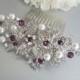 Bridal Purple Swarovski Crystal Wedding Comb,Wedding Hair Accessories,Vintage Style Purple Pearl Leaf Rhinestone Bridal Hair Comb,Clip,KATY