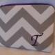Personalized Bridesmaid Gift - Monogrammed Zippered Pouch - Makeup Bag - Clutch  - Wallet - Chevron - Design Your Own