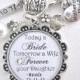 Mother of the BRIDE Gift, Mother of the Groom WHITE Wedding Jewelry White Damask Today a Bride Wedding CHARM necklace Keychain Mother in law