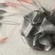 New handmade silver grey and pink sinamay feather fascinator