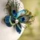 MINI Peacock Feather Butterfly Fascinator COMB / Pin. Paon Wedding Accessory, Fashionista Bride Flower Girl. Iridescent Golden Fun Statement