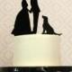 WITH DOG Custom Silhouette Wedding Cake Topper with your dog or pet and  Personalized with YOUR Silhouettes - Bride Groom Dog Cake Topper