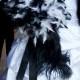 Feather Bride Bouquet White and Black Wedding or Custom Bridal Colors - Crystal Pearl Accents Bouquets - Dramatic Ostrich Tail Feathers