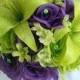 17 Piece Package Wedding Bridal Bride Maid Of Honor Bridesmaid Bouquet Boutonniere Corsage Silk Flower GREEN PURPLE "Lily of Angeles" PUGR01