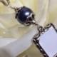 Something blue and meaningful too. Wedding bouquet memorial photo charm. Dark Blue, Ivory or White shell pearl.