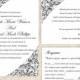 DIY Wedding Invitation Template Set Editable Word File Instant Download Printable Invitation Black Wedding Invitation Elegant Invitation