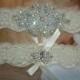 SALE -Shop Best Seller Wedding Garter Set- Crystal Rhinestone on a Ivory Lace-Style G2047