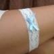 Something Blue Wedding Garter - Toss Garter Ivory Stretch Lace with Something Blue Bow
