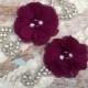 Sangria Wedding garter / Lace garter SET / bridal  garter / vintage lace garter / chiffon flower / toss garter / wedding garter