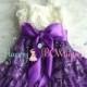 Flower girl dress- Purple Ivory Plum Bow Lace Dress, baby girl dress,Rustic wedding dress,baby dress,flower girl dress,Purple dress,Birthday