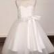 Ivory Lace Tulle Flower Girl Dress With Elegant Sash and Bow