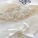 Wedding Garter Set MONOGRAM OPTION Lingerie Lace Classic Pearls and Rhinestone Setting Bridal Garter Set