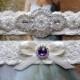 Vintage Purple Wedding Garter, Crystal Bridal Garter Set, Vintage Inspired Wedding Stretch Lace Garter, Bridal Garter, Garter
