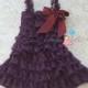 Dark Purple Plum Lace Dress, baby girls dress, ruffle dress,baby dress,Birthday outfit, girls outfit, flower girl dress, Purple dress, baby