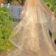 Cathedral Wedding Veil - Drop Veil  With Sheer Organza Ribbon Edge - Simple Wedding Veil - Champagne Veil- Naples