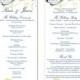 Wedding Program Template DIY Editable Word File Instant Download Program Navy Blue Program Floral Program Printable Wedding Program 4x9.25