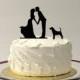 Kissing Couple Silhouette Wedding Cake Topper with Dog Pet Family of 3 Wedding Cake Topper Bride and Groom Cake Topper