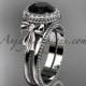 platinum diamond unique engagement set, wedding ring with a Black Diamond center stone ADER157S