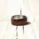 Mahogany wood and stainless steel ring unisex wood ring