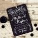 Chalkboard Save the Date tag, rustic wedding - hand drawn detail
