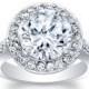 Ladies 18k white gold engagement ring with 4 ct Round "Forever Brilliant" Moissanite Center 0.70 carats of natural diamonds F-G VS 1-2