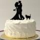 Wedding Cake Topper Silhouette CAT + BRIDE & GROOM Silhouette With Pet Cat Family of 3 Hair Down Cake Topper Bride and Groom Cake Topper