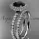 14kt white gold diamond unique wedding ring, engagement set with a Black Diamond center stone ADER106S