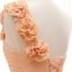 Classical Peach Flower One Shoulder Long Chiffon Bridesmaid Dress