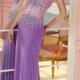 A-line Sweetheart Natural Floor Length Sleeveless Beading Zipper Up Chiffon Light Purple Prom / Homecoming / Cocktail Dresses By Alyce 6232