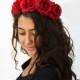 Red Rose Crown, Day of the Dead, Rose Headband, Rose Flower Crown, Frida Kahlo, Dia de los Muertos headband, Red Rose Headband, Rose Crown