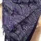 Crashing Waves scarf. Japanese textile motif pashmina. Silkscreened linen weave pashmina; choose ice on navy & more.