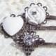 Bridal Hair Pins - Hearts - Flowers - Crystal - Vintage Inspired