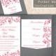 Pocket Wedding Invitation Template Set DIY Download EDITABLE Text Word File Pink Wedding Invitation Fuchsia Wedding Printable Invitation