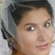Birdcage Veil and Lace Fascinator, Champagne and Ivory Bridal Fascinator and Blusher Veil with Crystals and Pearls - ANTONIA