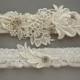 Lace Wedding Garters - Ivory Garter Set with Crystals - Rhinestone Bridal Accessories - Available in Ivory or White - "Flora"