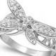 Dragonfly Ring Filigree Band Pave Brilliant Cut White Topaz Solid 925 Sterling Silver Dragonfly Ring Dragonfly Jewelry Good Luck Gift