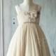2015 Beige Junior Bridesmaid Dress, Sweetheart neck Ruched Flower Girl Dress, Rosette dress, Puffy dress, knee length (JK101)