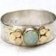 White opal Gemestone Engagement Ring - 14k gold ring silver ring Opal  ring, MADE TO ORDER