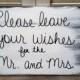 Shabby Chic Black and White Please Leave Your Wishes for the Mr. and Mrs. Wedding Sign, Leave Your Wishes Sign