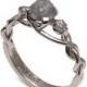 Raw Diamond Engagement Ring - 18K White Gold and Rough Diamond engagement ring, Unique Engagement ring, rough diamond ring, three stone ring