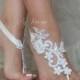 ByVivienne Original Design // Free Ship White Black or ivory  Champagne wedding barefoot sandals,  Beach wedding barefoot sandals,