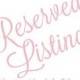RESERVED Listing for AnemoneTea - Custom Wedding Package